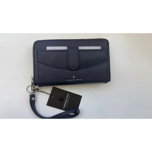 Women's London Fog Pebble Long Zip Wristlet Wallet Navy One Size